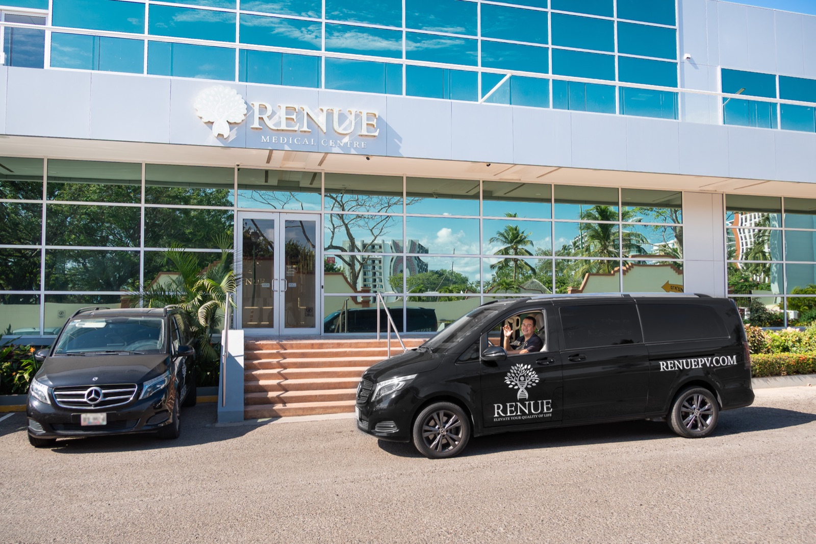Renue's VIP transportation driver in a van