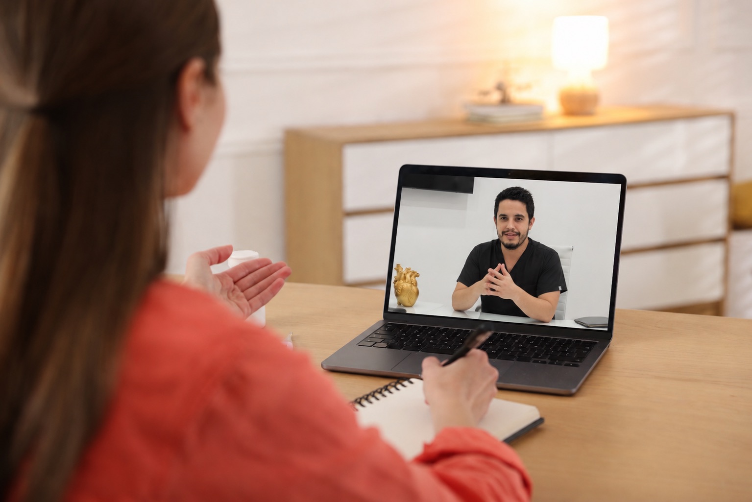 A patient in a follow-up video consultation with her Renue physician